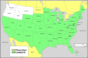 Brad Pierce Cirrus Flight Map 43 States